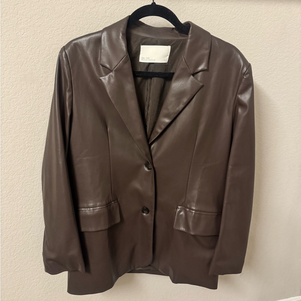 Oak and Fort pleather brown blazer
